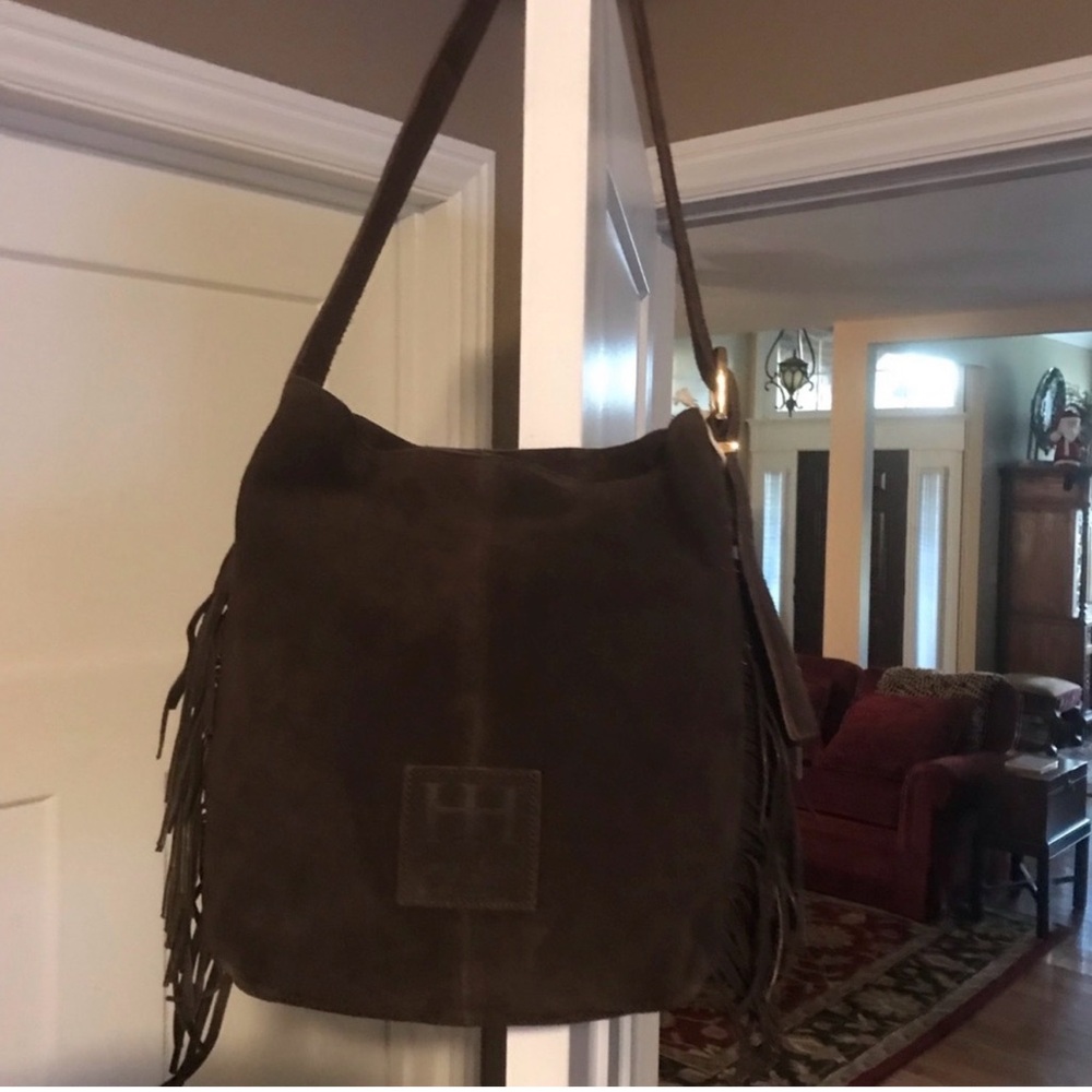 Haute Hippie Dark Brown Suede Hobo Bag